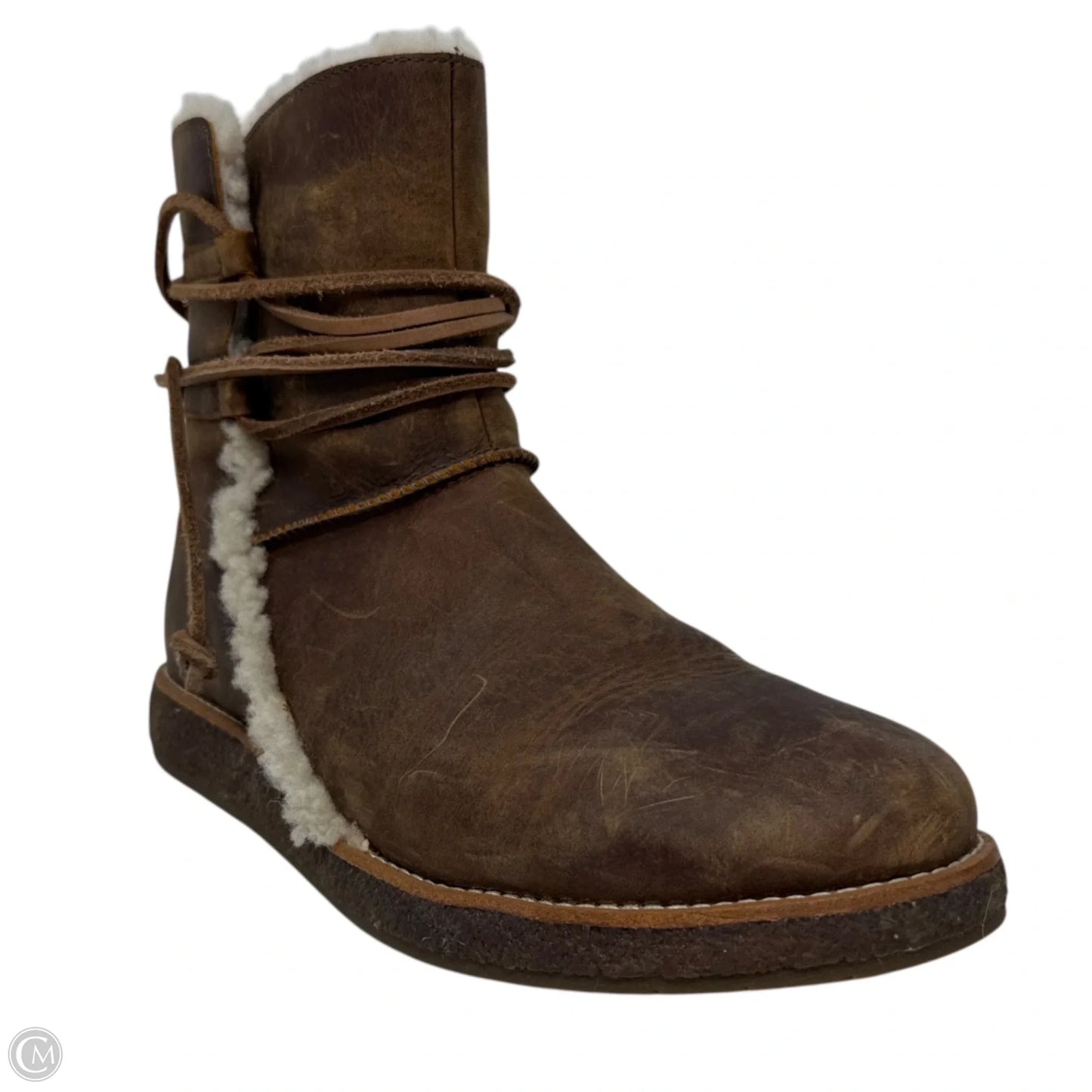 UGG Boots Luisa Water Resistant Black Leather Boots Designer By Ugg In Brown, Size: 8