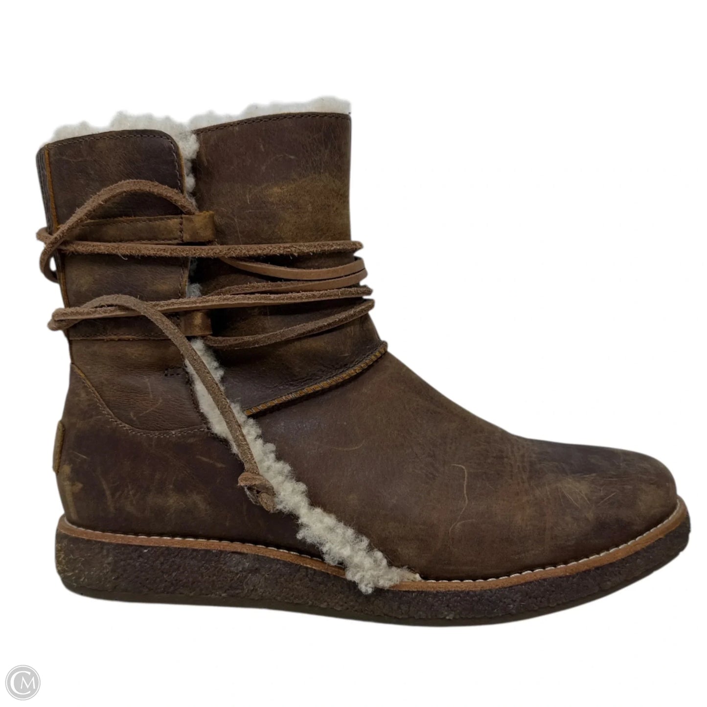 UGG Boots Luisa Water Resistant Black Leather Boots Designer By Ugg In Brown, Size: 8