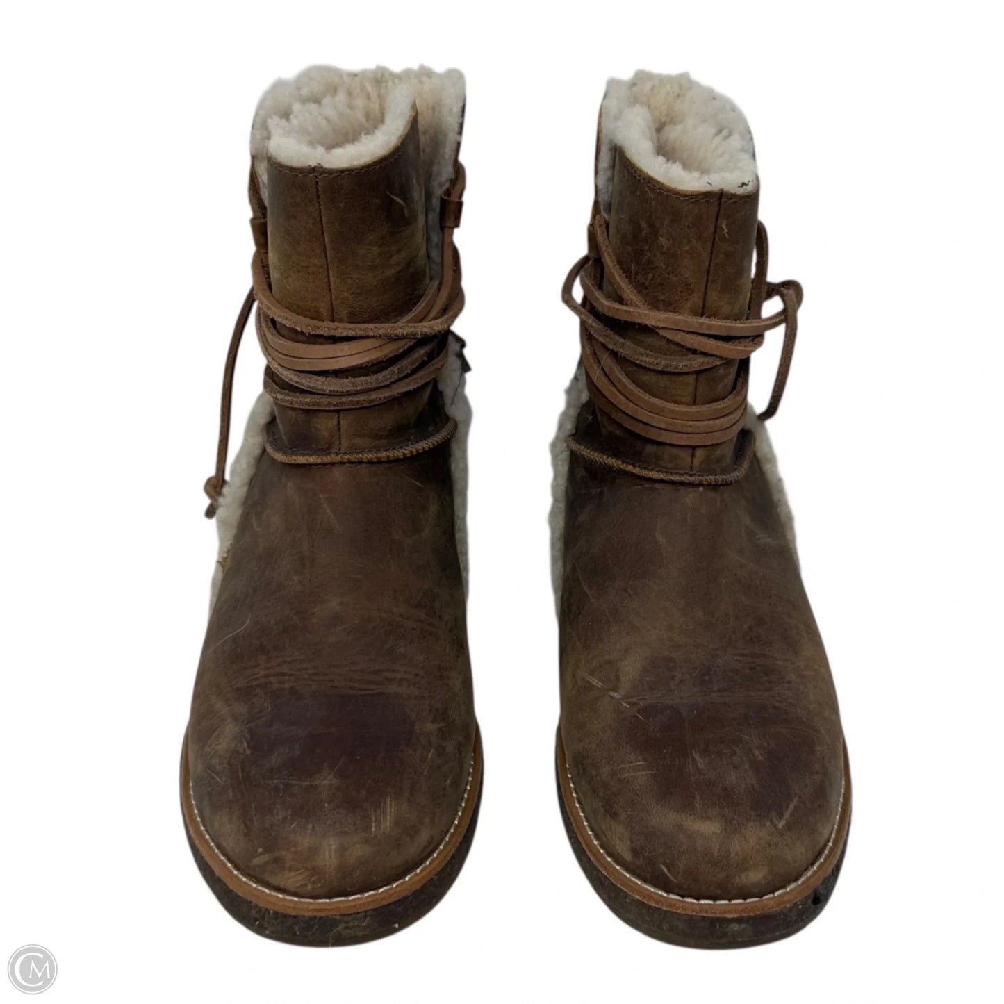 UGG Boots Luisa Water Resistant Black Leather Boots Designer By Ugg In Brown, Size: 8