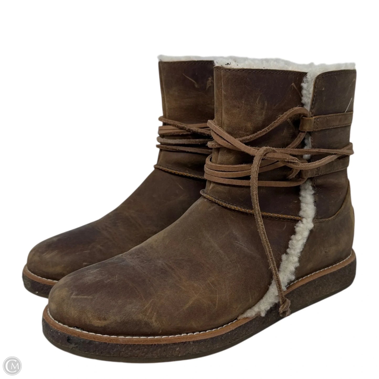 UGG Boots Luisa Water Resistant Black Leather Boots Designer By Ugg In Brown, Size: 8