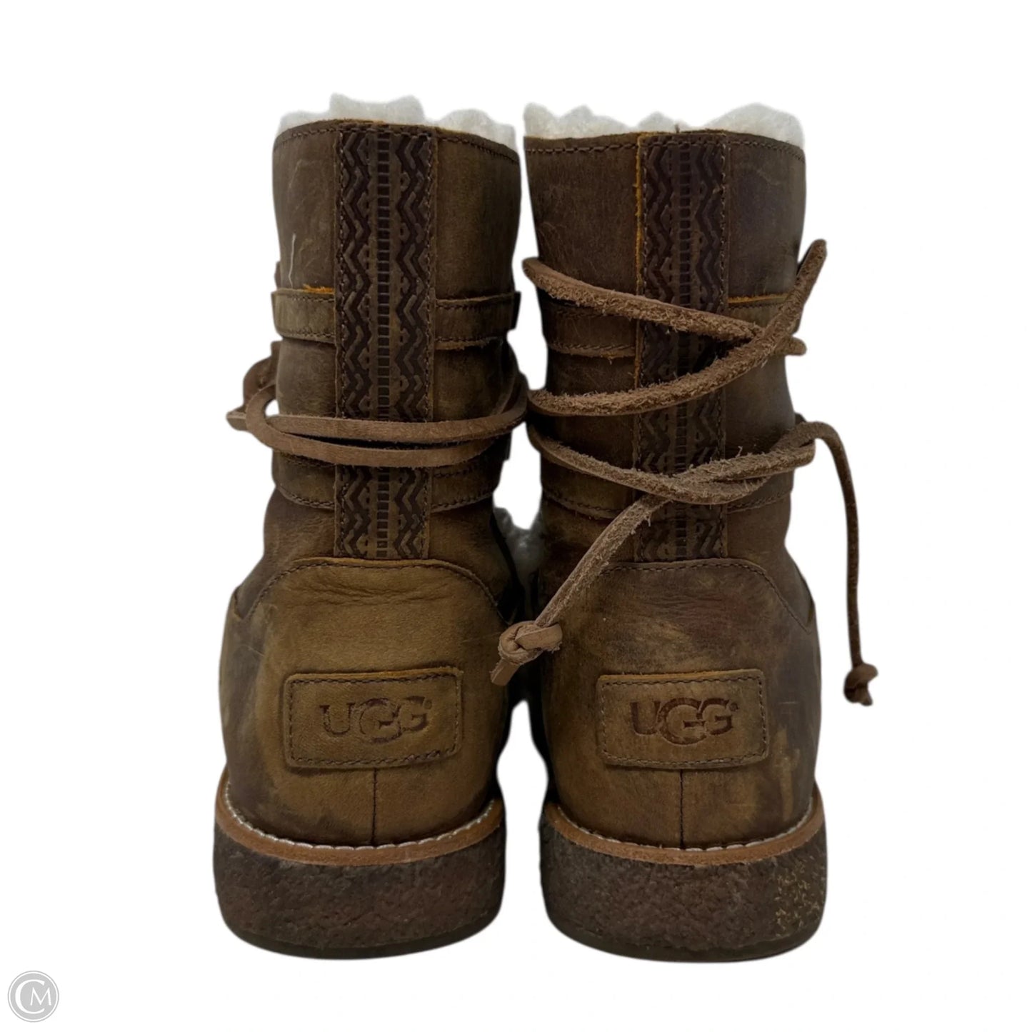 UGG Boots Luisa Water Resistant Black Leather Boots Designer By Ugg In Brown, Size: 8