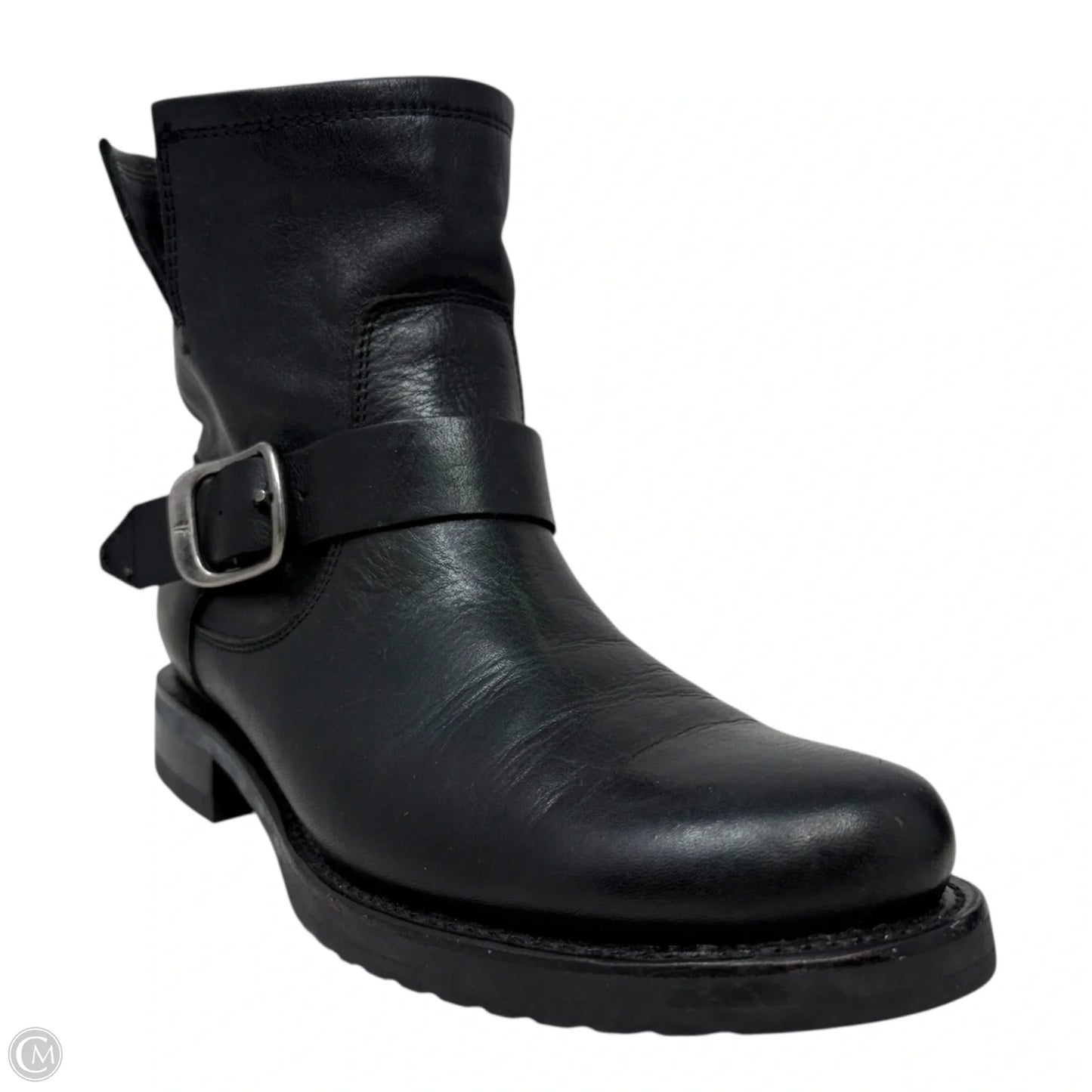 Veronica Flex Leather Buckle Hardware Booties Designer By Frye In Black, Size: 8