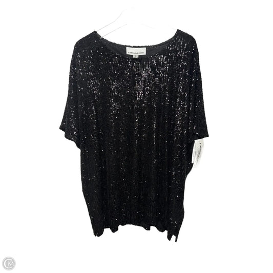 Sequin Caftan Top By Caroline Rose In Black, Size: XL