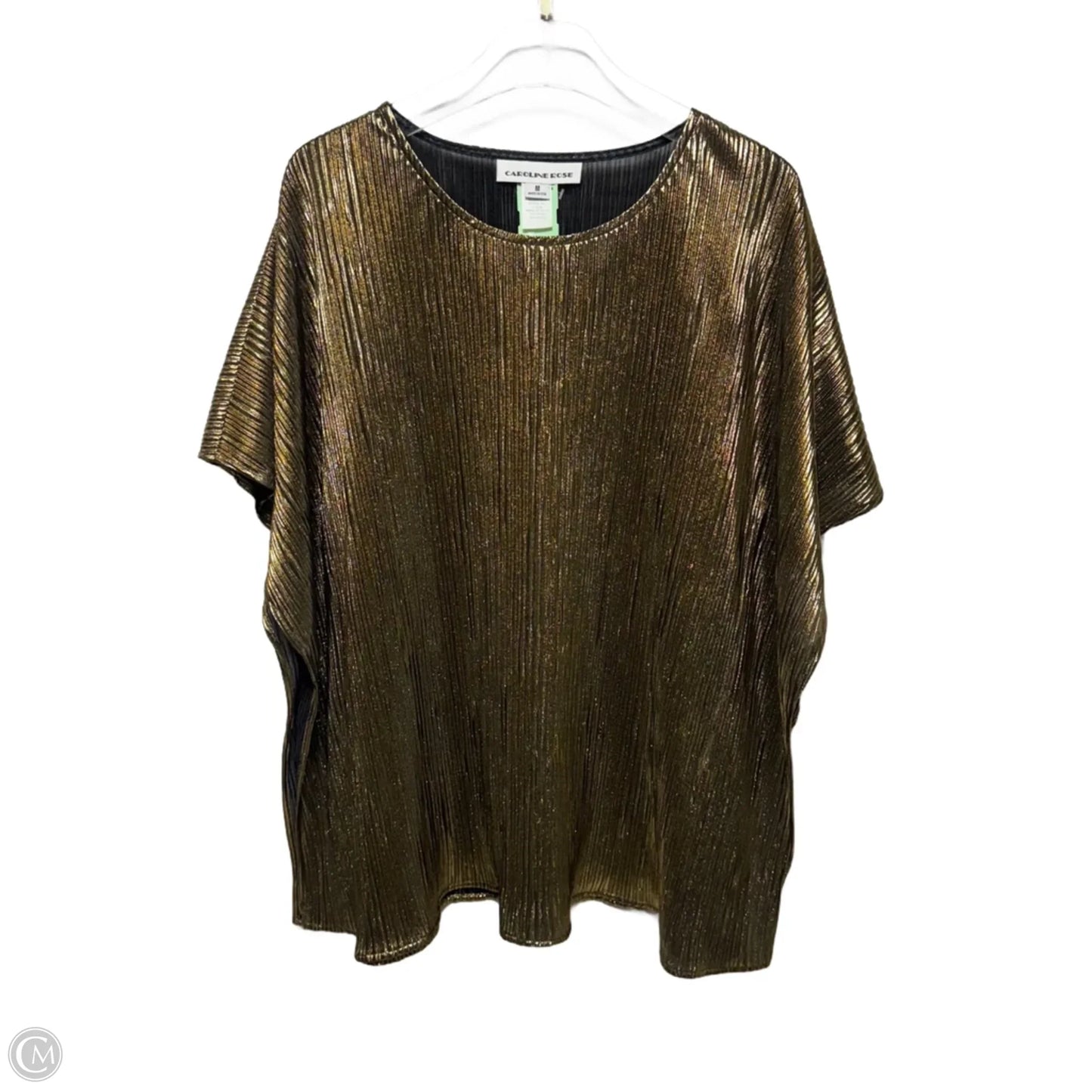 Metallic Plisse Caftan Top Sleeveless By Caroline Rose In Gold, Size: M