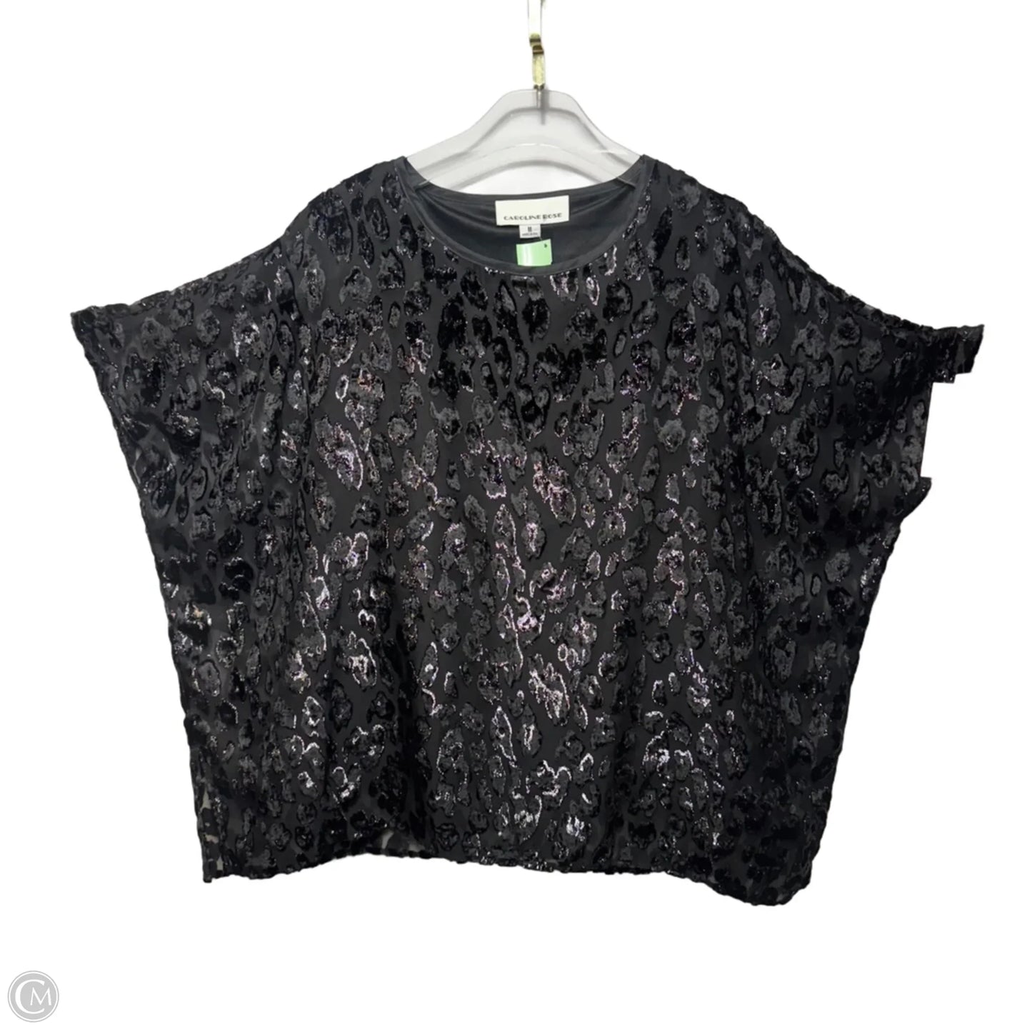 Shimmering Leopard Burnout Velvet Caftan  Top By Caroline Rose In Animal Print, Size: M