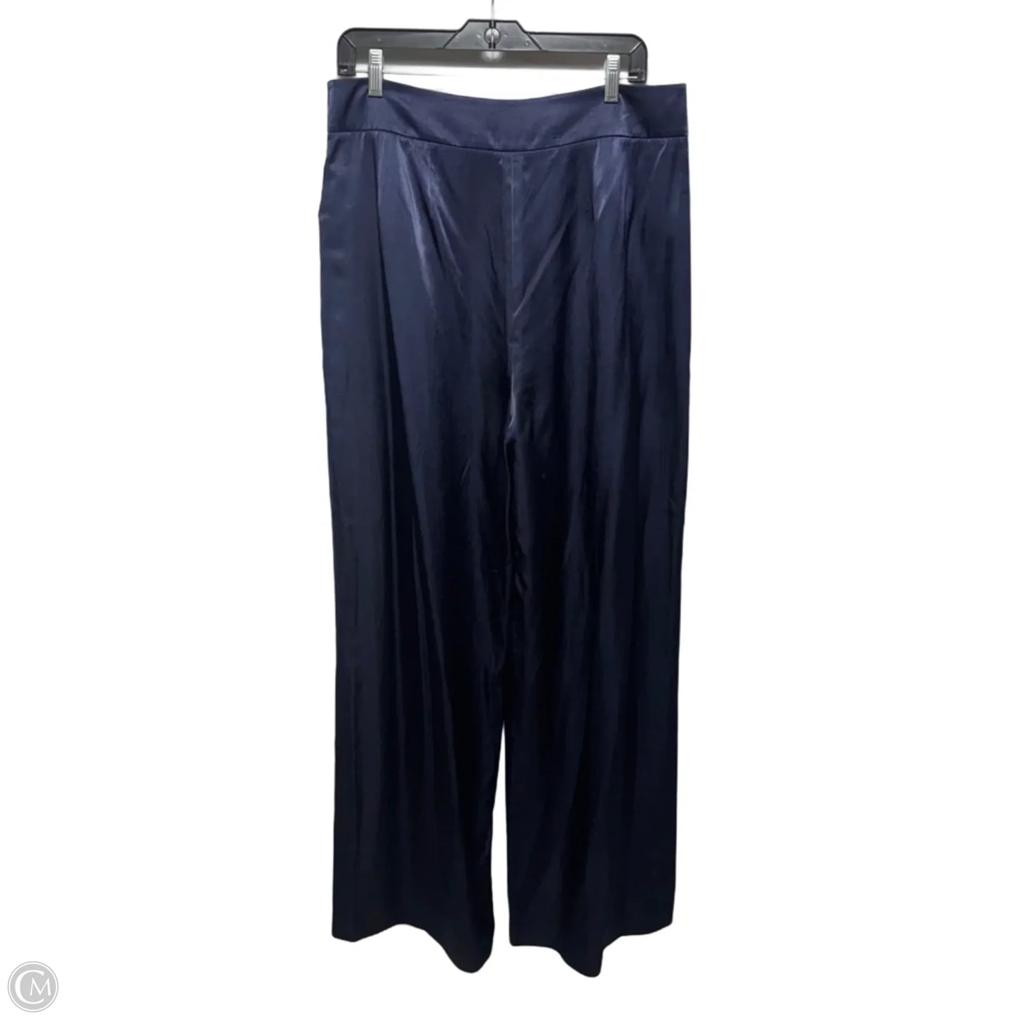 Satin Tailored Wide Leg Flood Length Trouser By Ted Baker In Navy, Size: 10