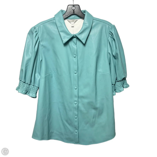 Faux Leather Top Short Sleeve By Crown And Ivy In Blue, Size: Xl