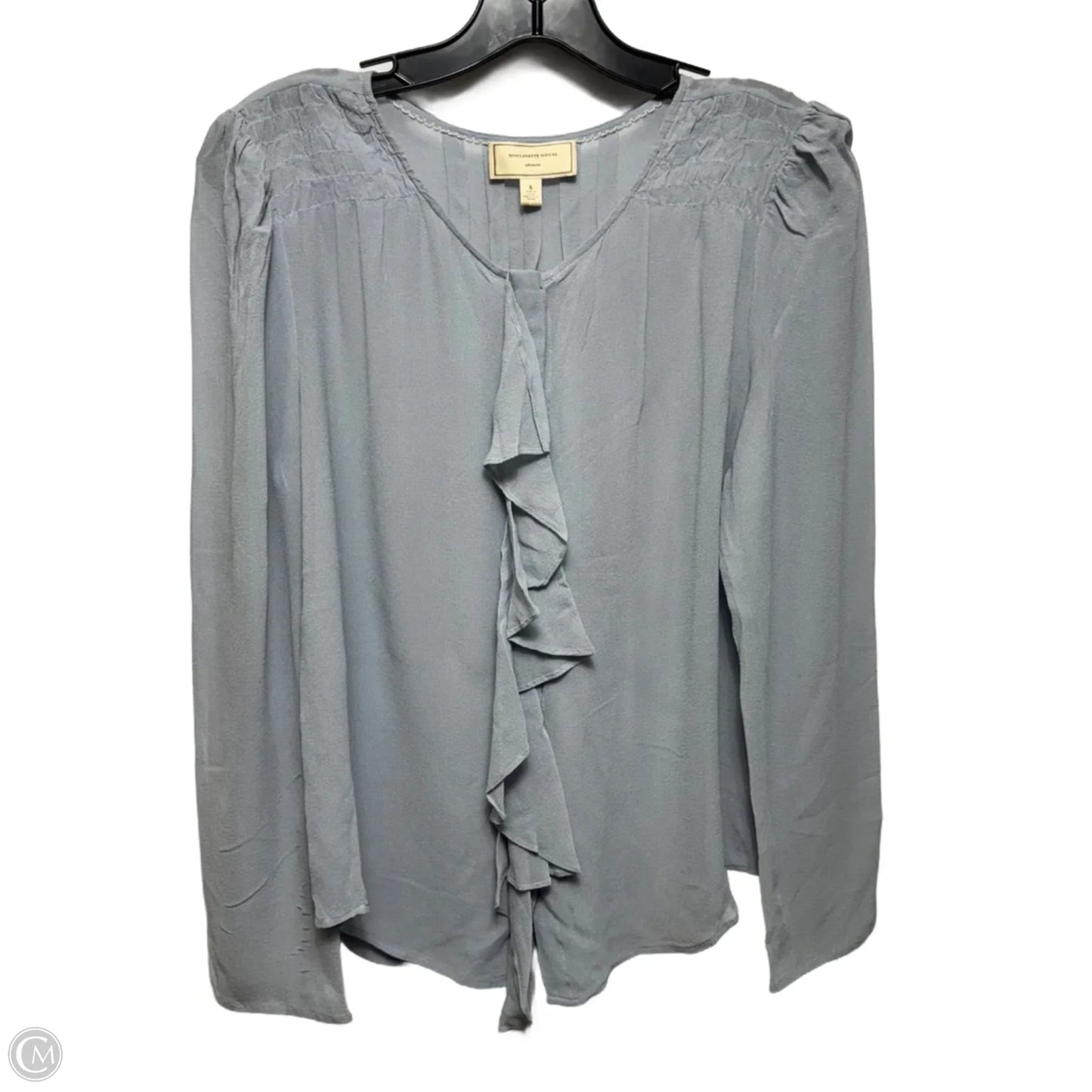 Cascade Ruffled Silk Blouse By Moulinette Soeurs X Anthropologie In Blue, Size: S