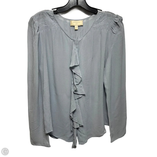 Cascade Ruffled Silk Blouse By Moulinette Soeurs X Anthropologie In Blue, Size: S