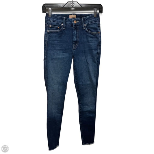 Looker Fray Jeans Skinny By Mother In Blue Denim, Size: 0