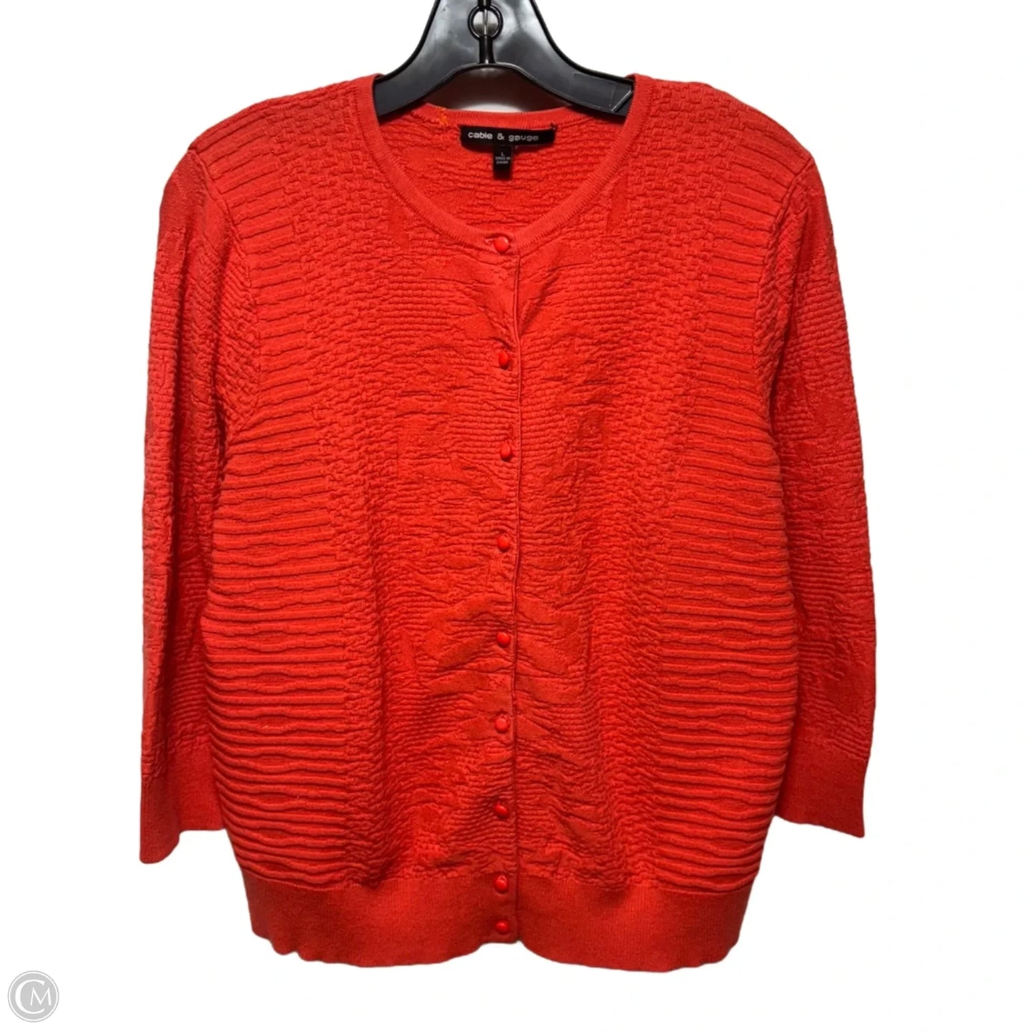 Textured Sweater Cardigan By Cable And Gauge In Coral, Size: L