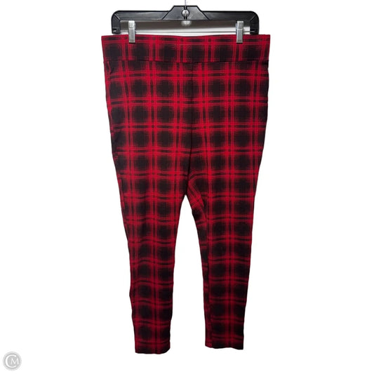 Pants Leggings By Loft In Plaid Pattern, Size: L