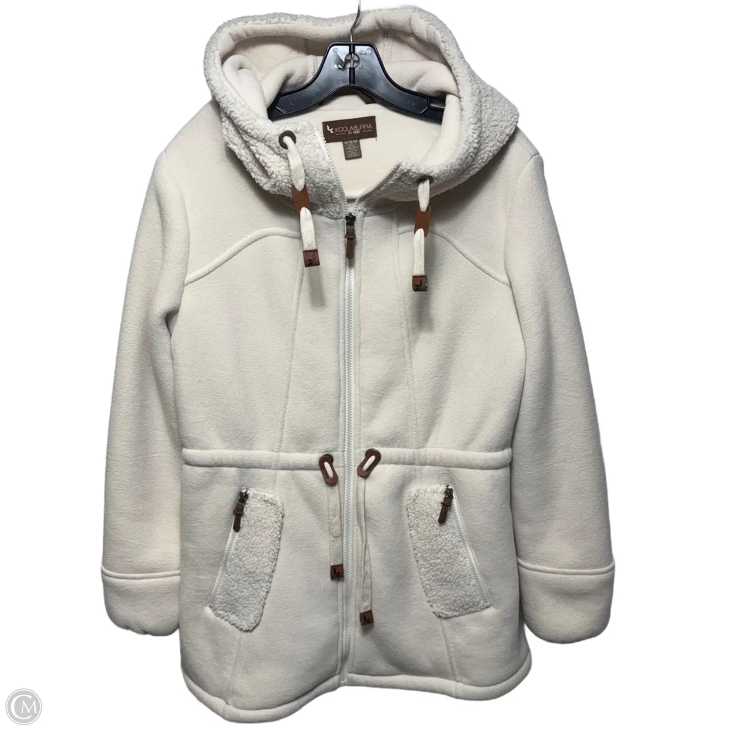 Hooded Coat Faux Fur & Sherpa By Koolaburra By Ugg In Cream, Size: M