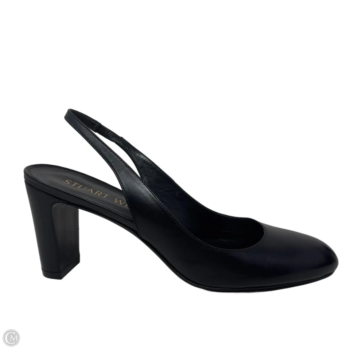 Slingback Block Heel Shoes Designer By Stuart Weitzman In Black, Size: 8