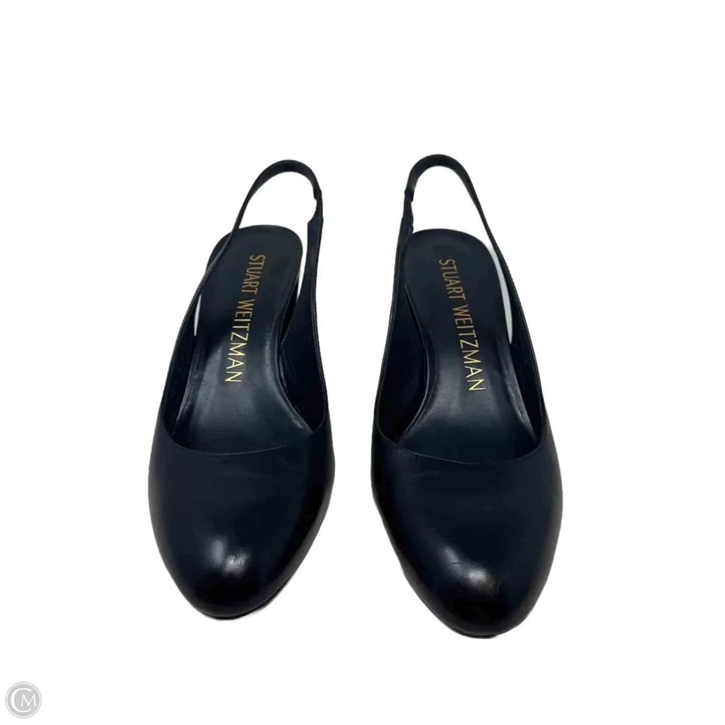 Slingback Block Heel Shoes Designer By Stuart Weitzman In Black, Size: 8