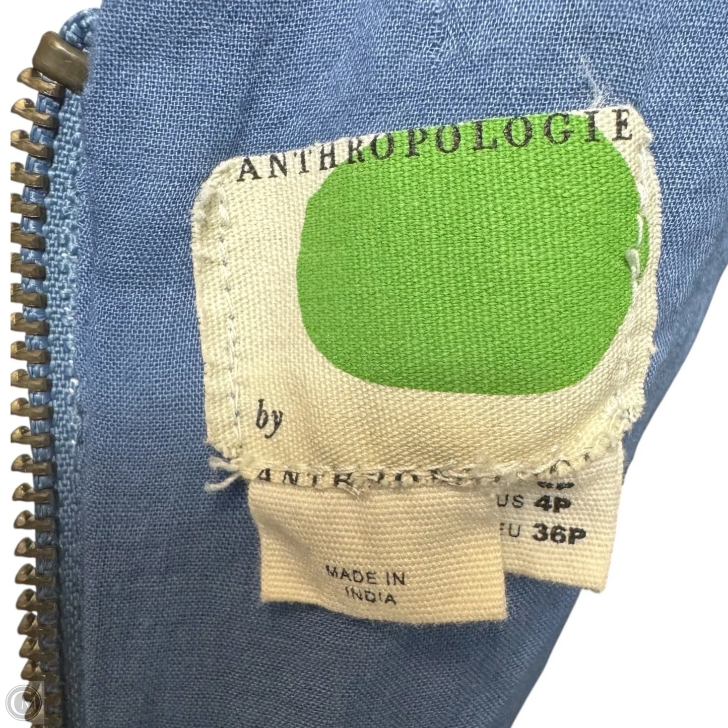 Soft Denim Mini Dress with embroidery and brass beading By Anthropologie In Blue Denim, Size: 4 Petite