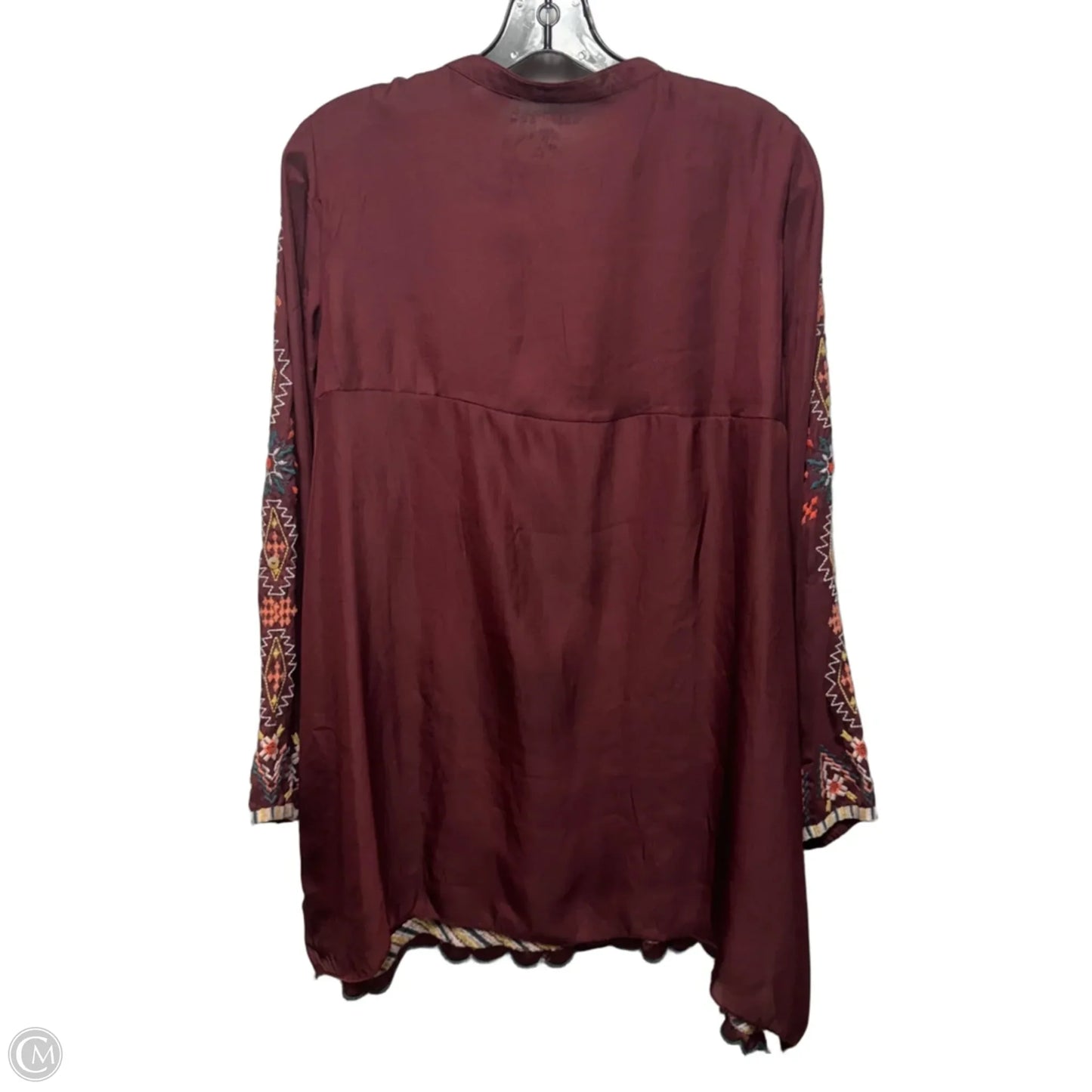 Embroidered Tunic Long Sleeve By Karyn Seo In Maroon, Size: L