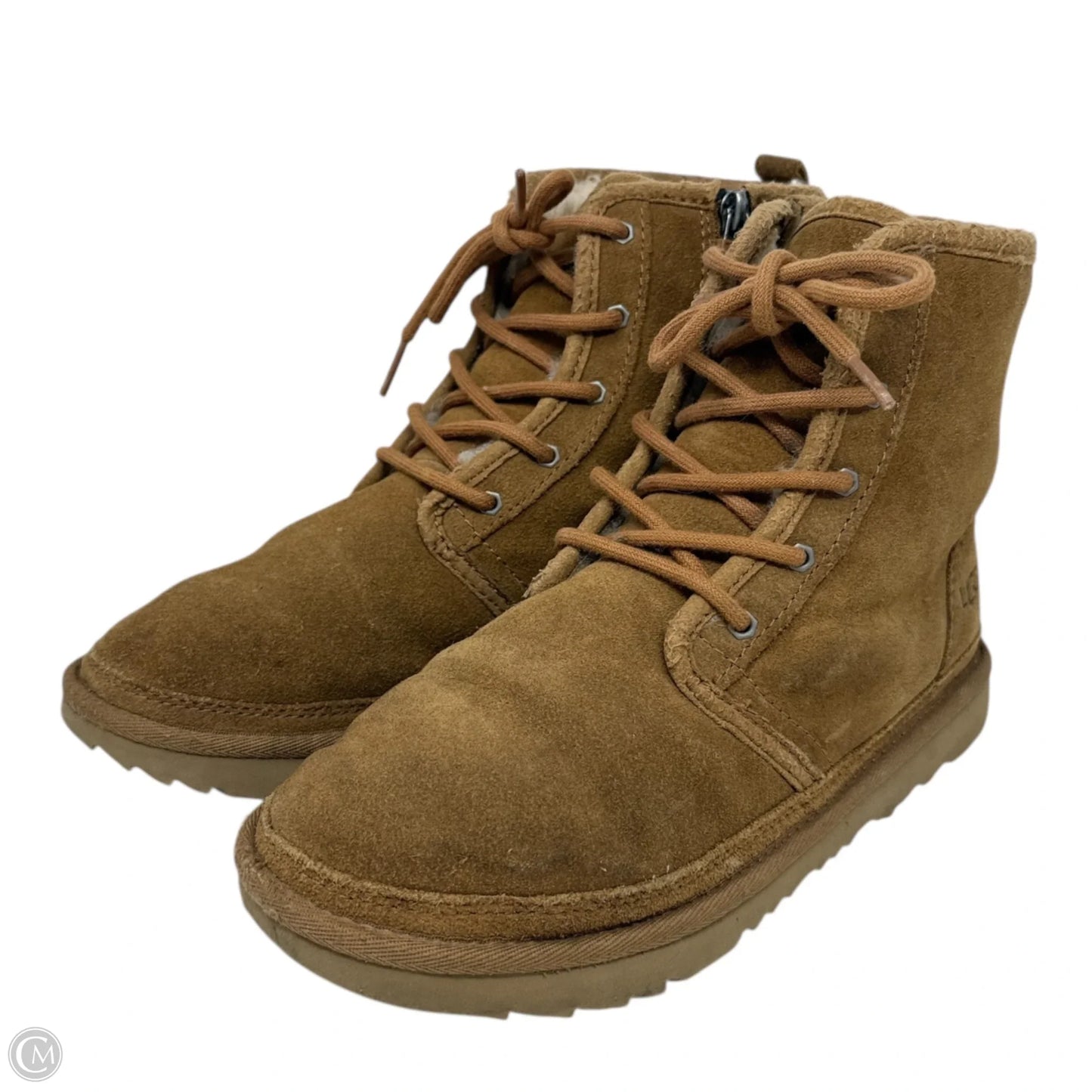 Harkley Ankle Boots Designer By Ugg In Brown, Size: 6