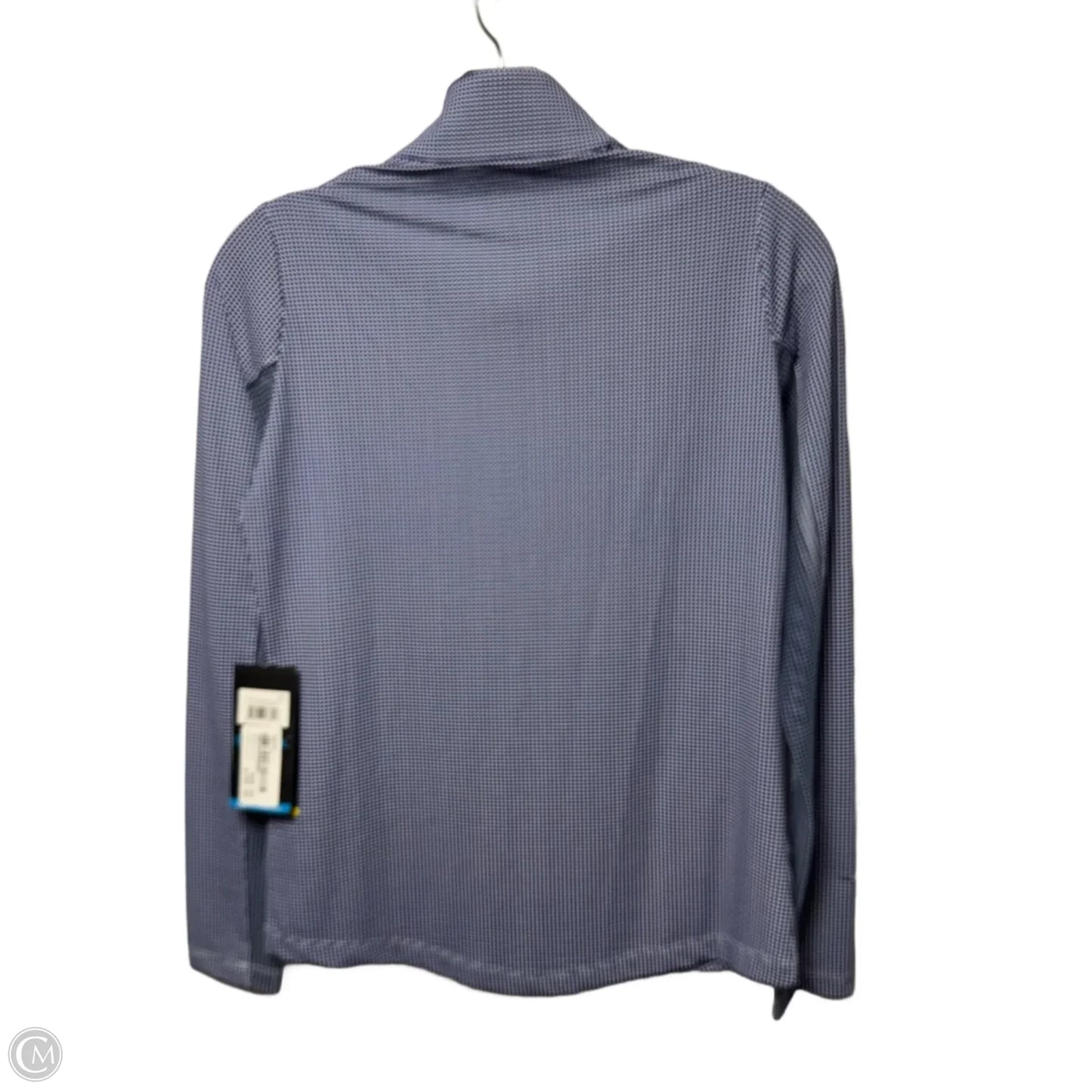 Long Sleeve Zip Mock Neck Athletic Top By Ibkul In Mini Check Navy & White, Size: Xs