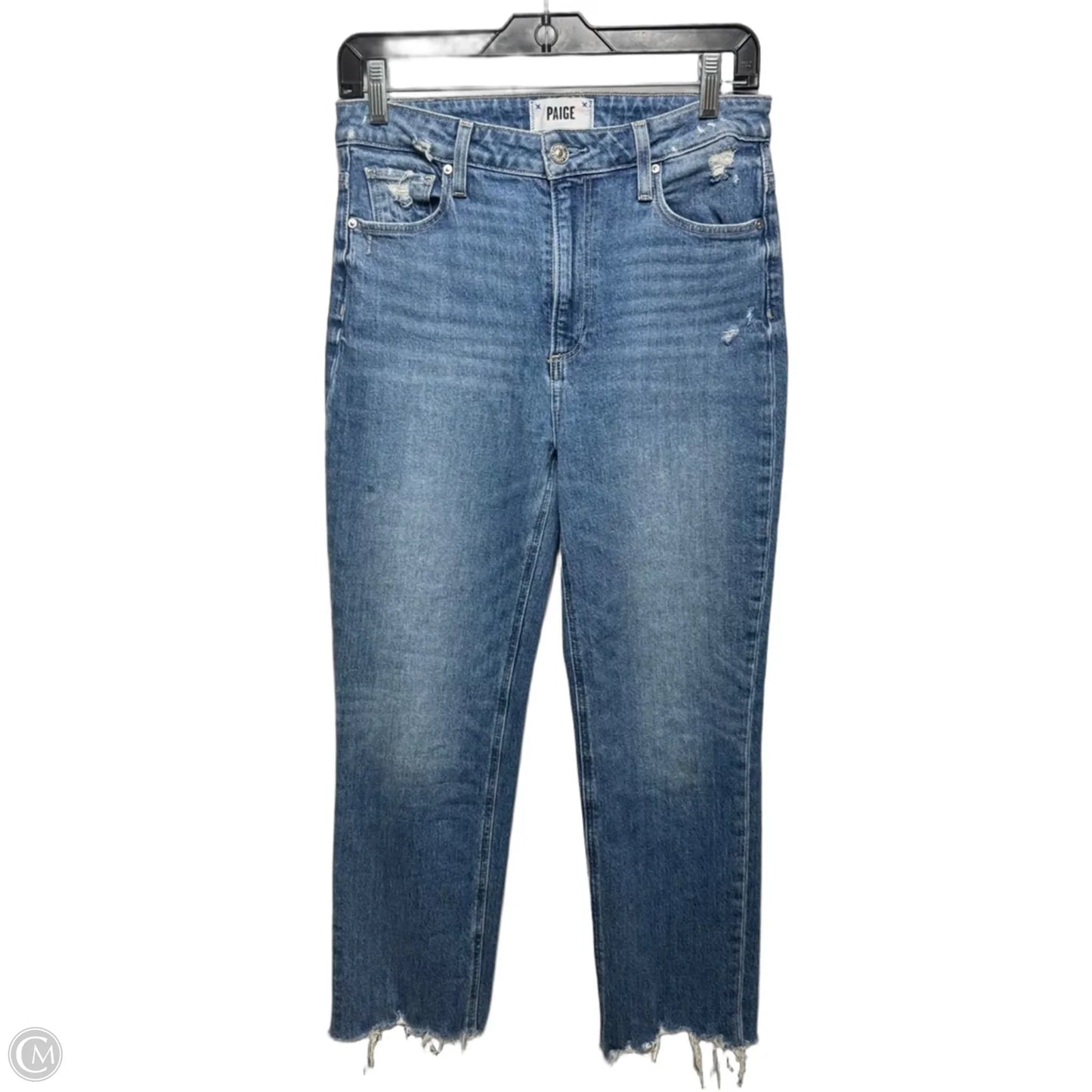 Distressed Jeans Cropped By Paige In Blue Denim, Size: 6/28