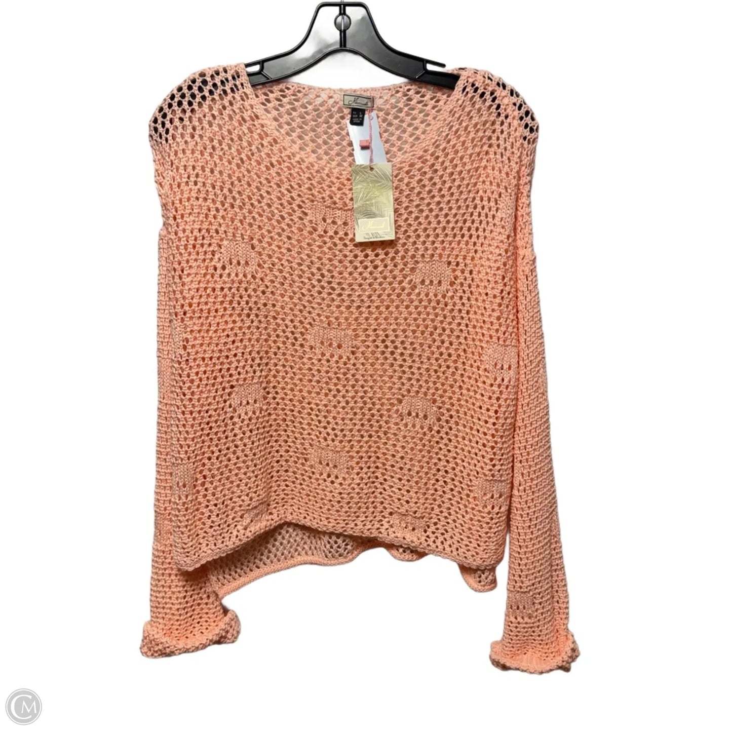 Open Knit Sweater By Mismash In Peach, Size: L