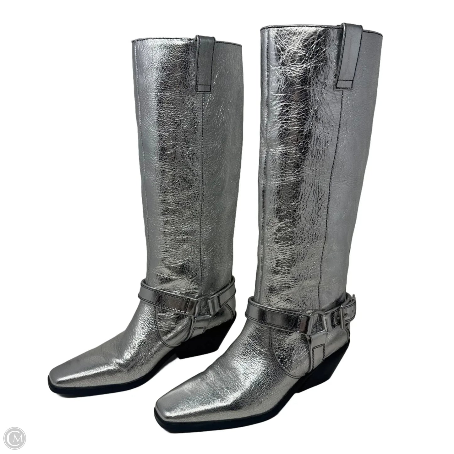 Metallic Boots Western By Caverley In Silver, Size: 7