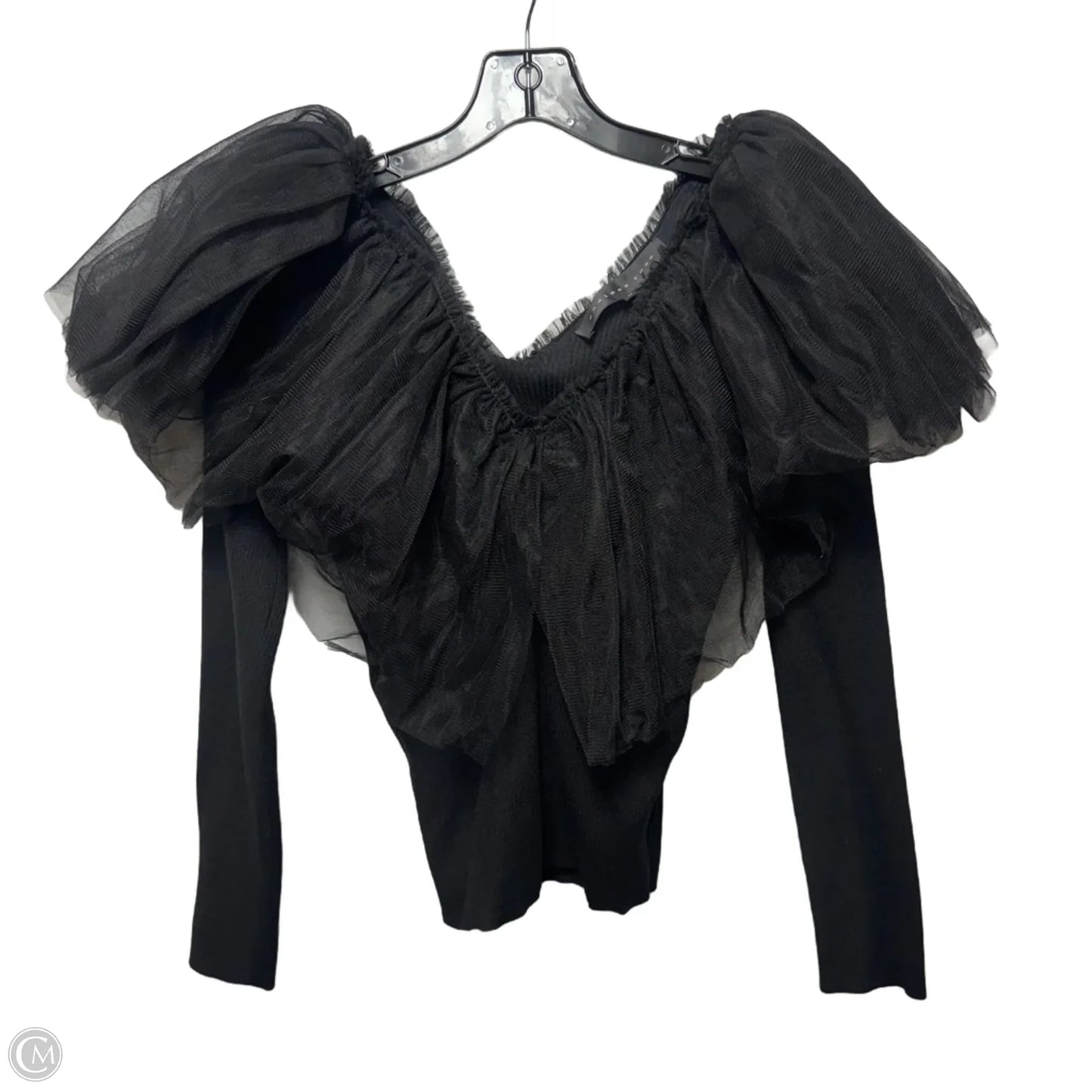 Tulle Ruffle Top By Endless Rose In Black, Size: M