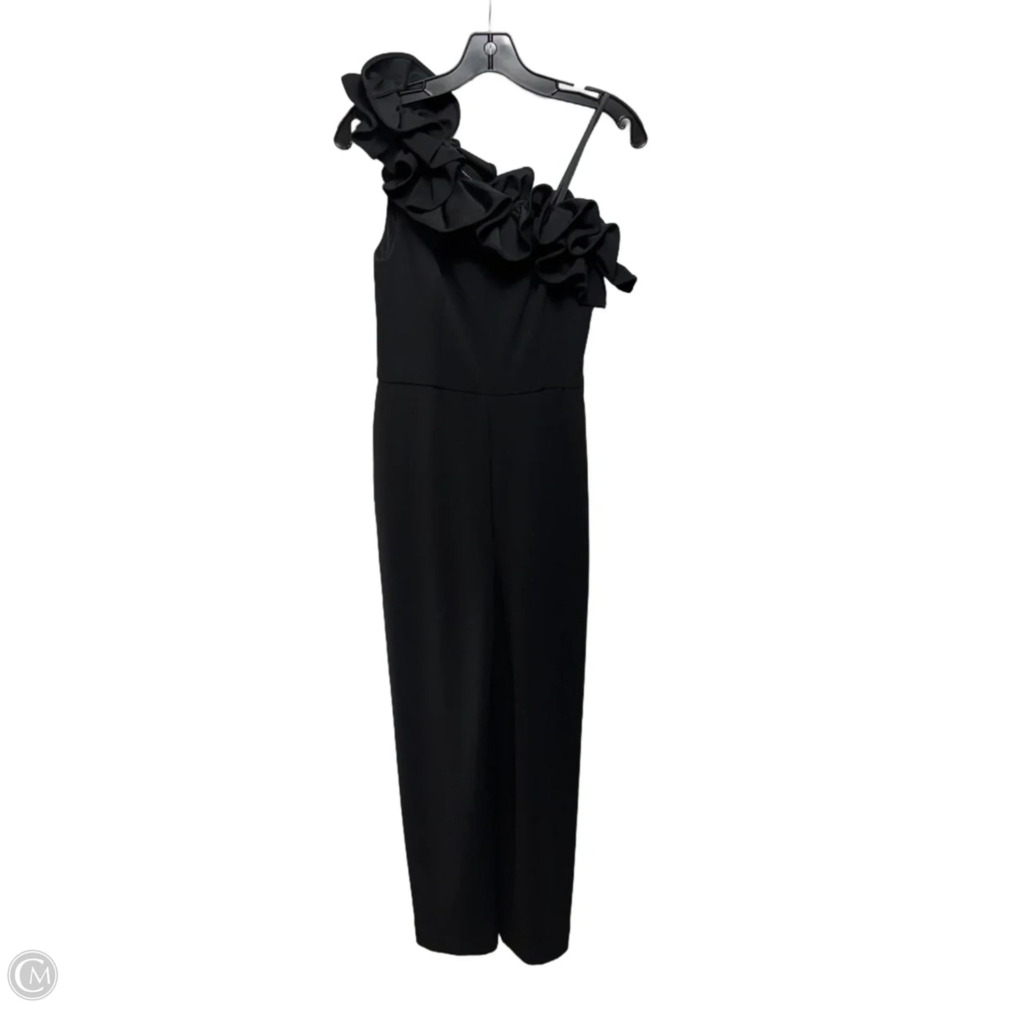 Ruffle Knit Crepe Jumpsuit By Adrianna Papell In Black, Size: 2