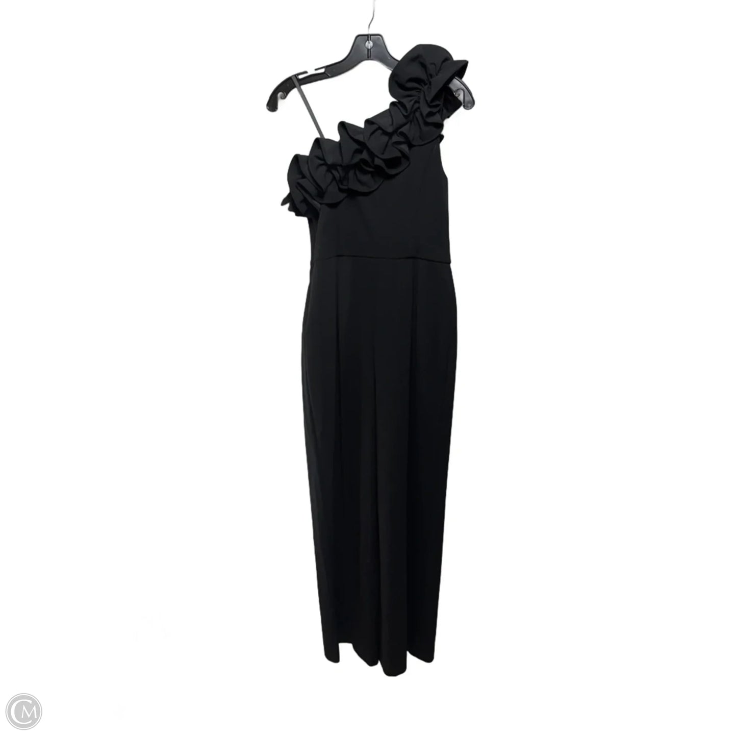 Ruffle Knit Crepe Jumpsuit By Adrianna Papell In Black, Size: 2
