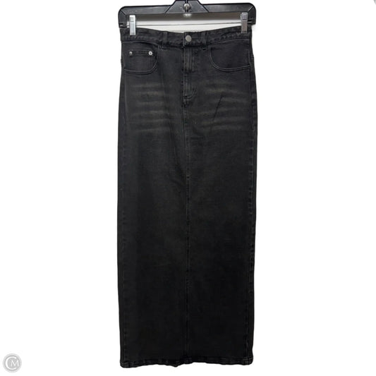 Back Slit Denim Skirt Maxi By Emory Park In Grey Denim, Size: S