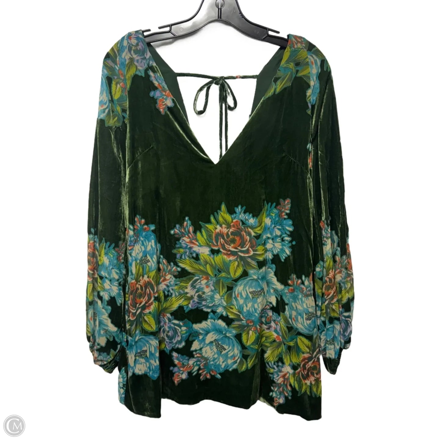 Velvet Burnout Top Long Sleeve By Free People In Floral Print, Size: S