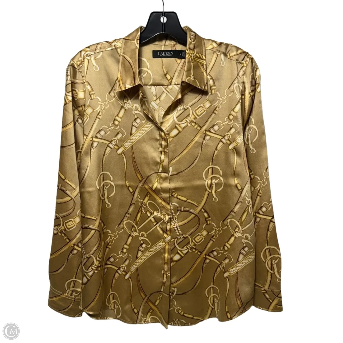 Top Long Sleeve By Lauren By Ralph Lauren In Cream & Tan, Size: M