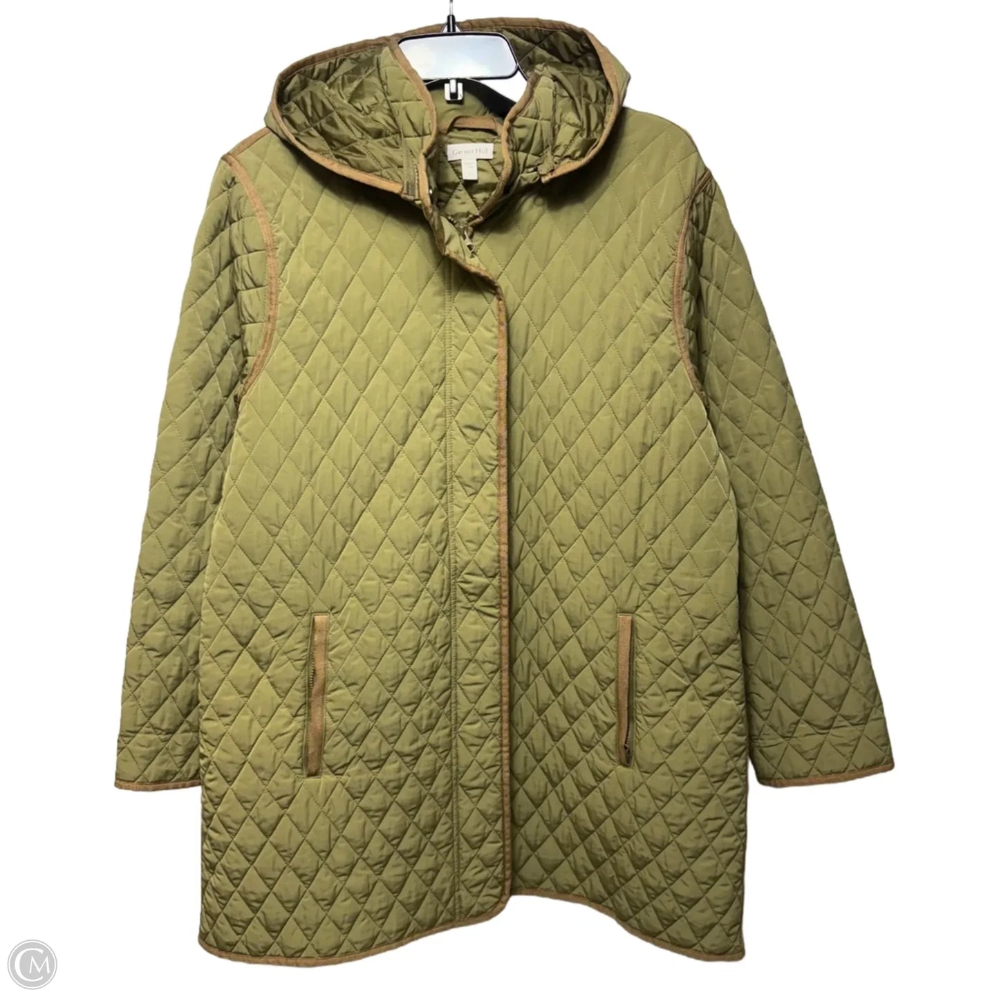 Hooded Coat Puffer & Quilted By Garnet Hill In Green, Size: L