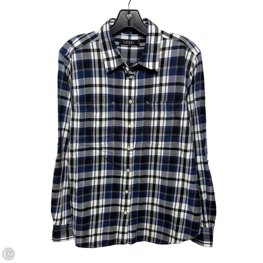 Top Long Sleeve By Lauren By Ralph Lauren In Plaid Pattern, Size: L