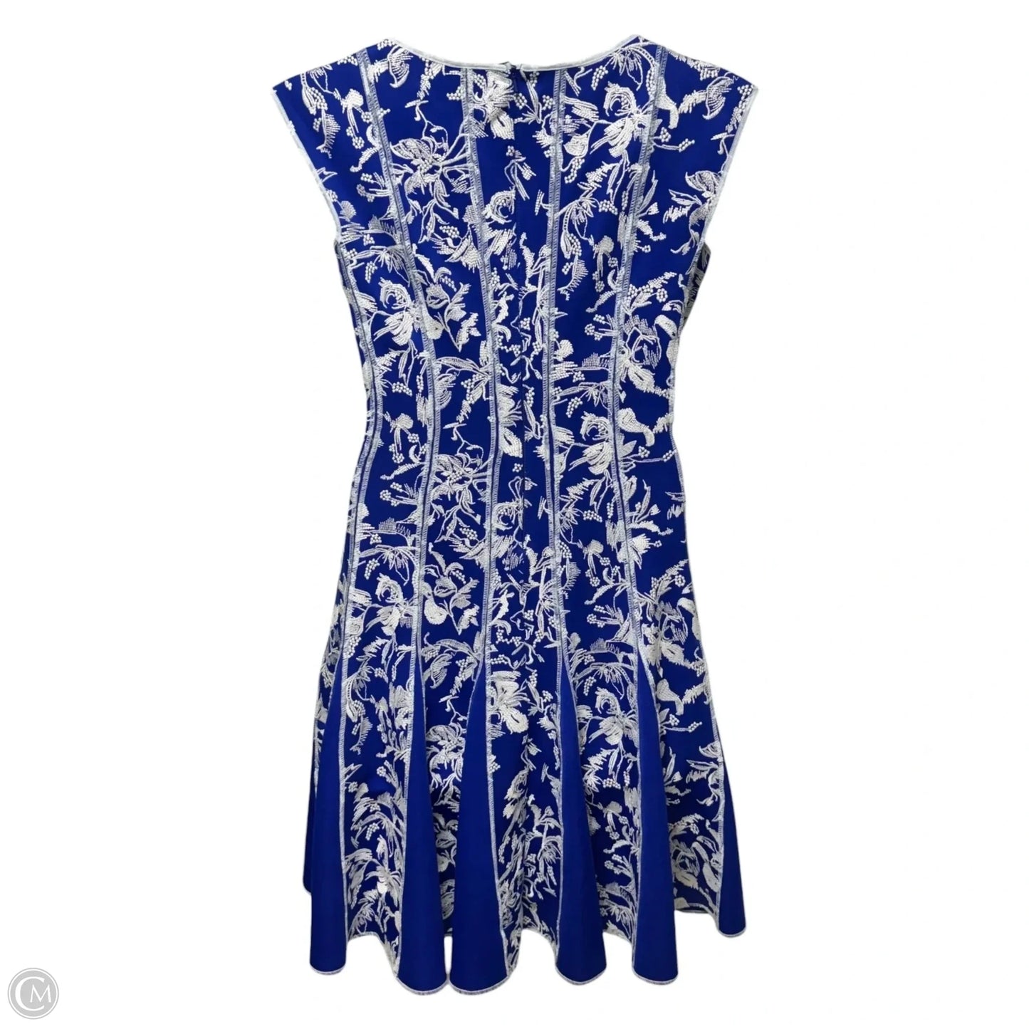 Embroidered Dress Party Short By Tadashi Shoji In Blue & White, Size: M
