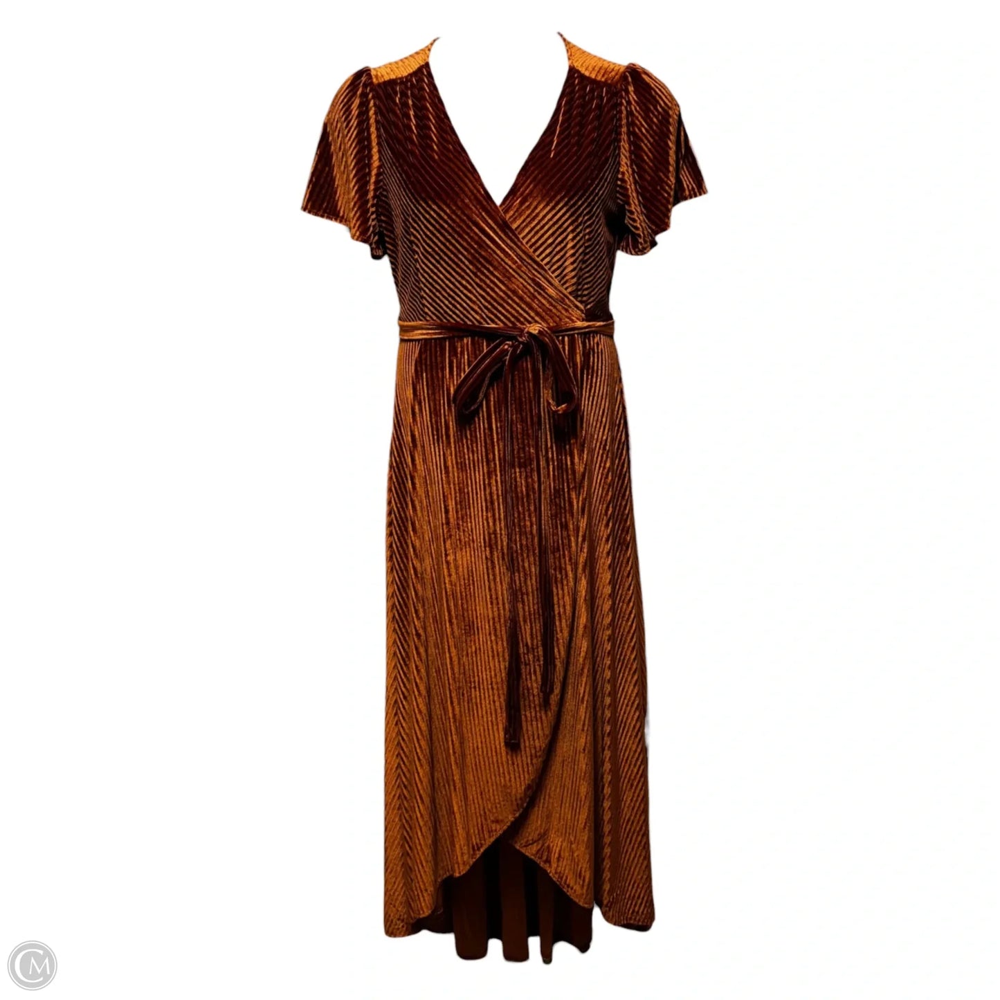 Velvet Wrap Dress Casual Maxi By Baltic Born In Copper, Size: L