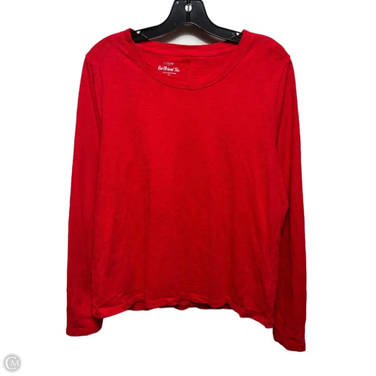Girlfriend Tee Top Long Sleeve Basic By J. Crew In Red, Size: Xl
