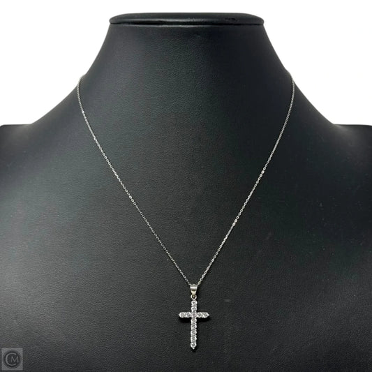 Diamanté Cross Necklace Sterling Silver