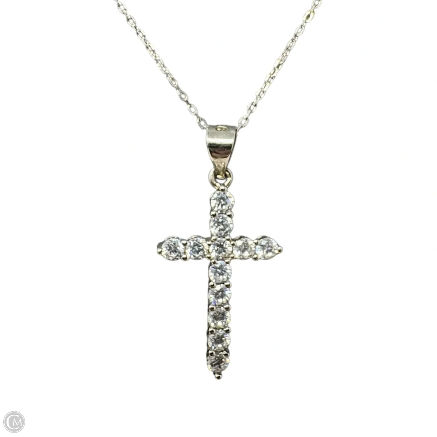 Diamanté Cross Necklace Sterling Silver