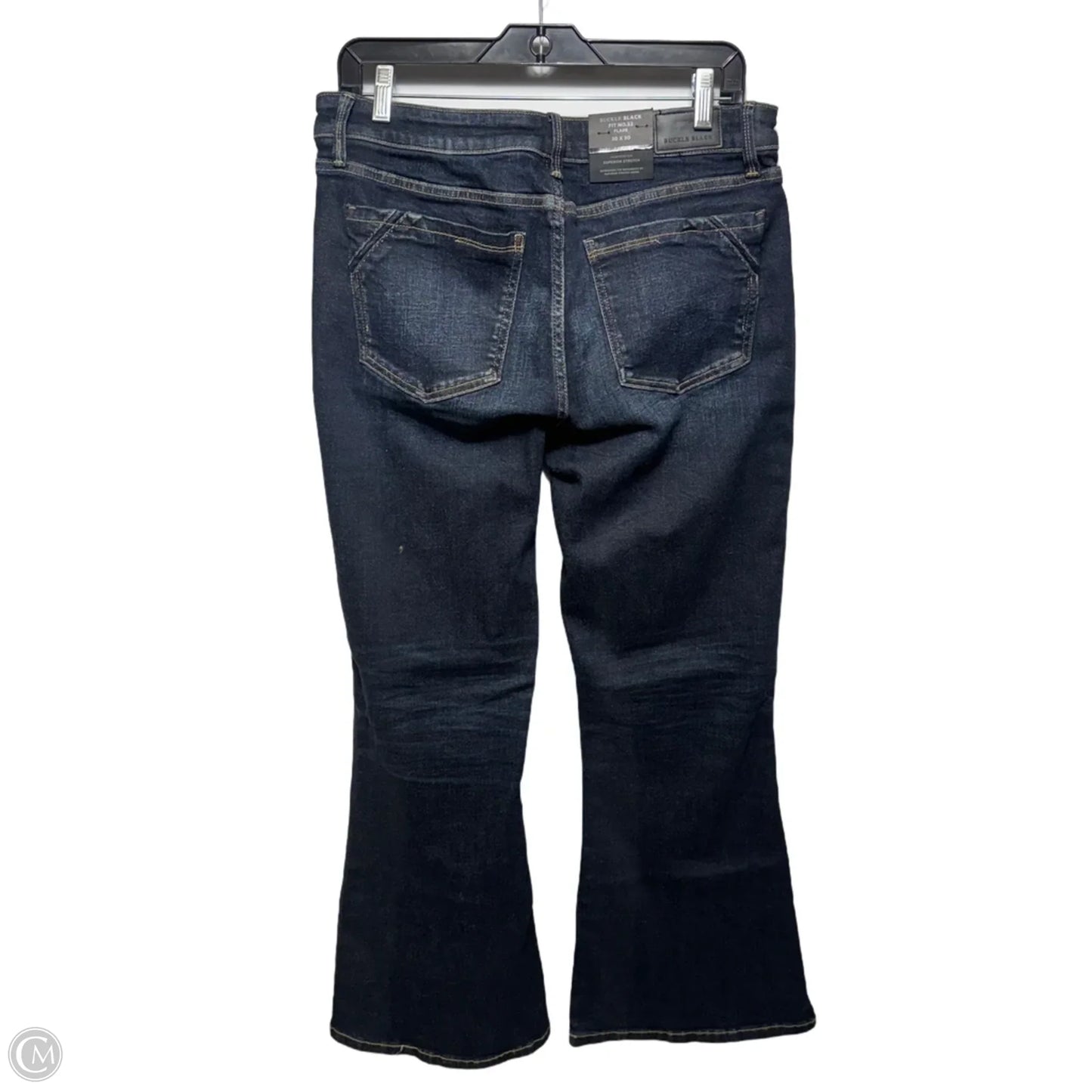 Jeans Flared By Buckle Black In Blue Denim, Size: 10