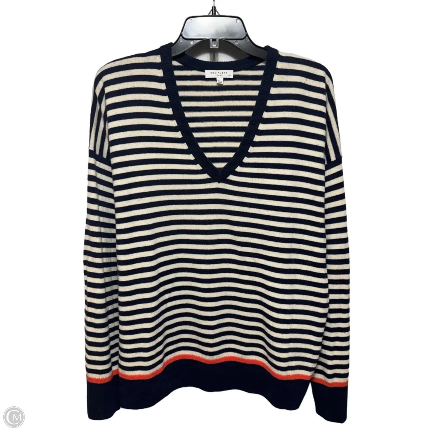 Sweater By Equipment In Striped Pattern, Size: L
