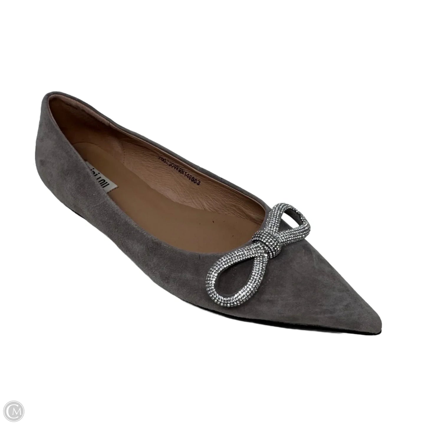 Rhinestone Bow Shoes Flats By Bibi Lou In Taupe, Size: 7.5