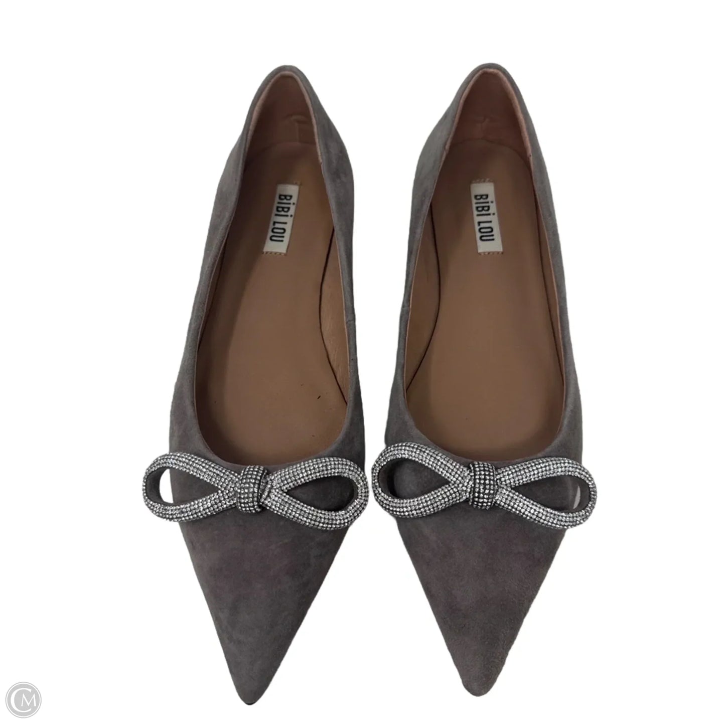 Rhinestone Bow Shoes Flats By Bibi Lou In Taupe, Size: 7.5