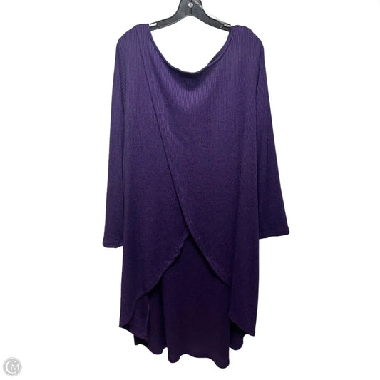 Ribbed Tunic Sweater By Ashley Stewart In Purple, Size: 30/32