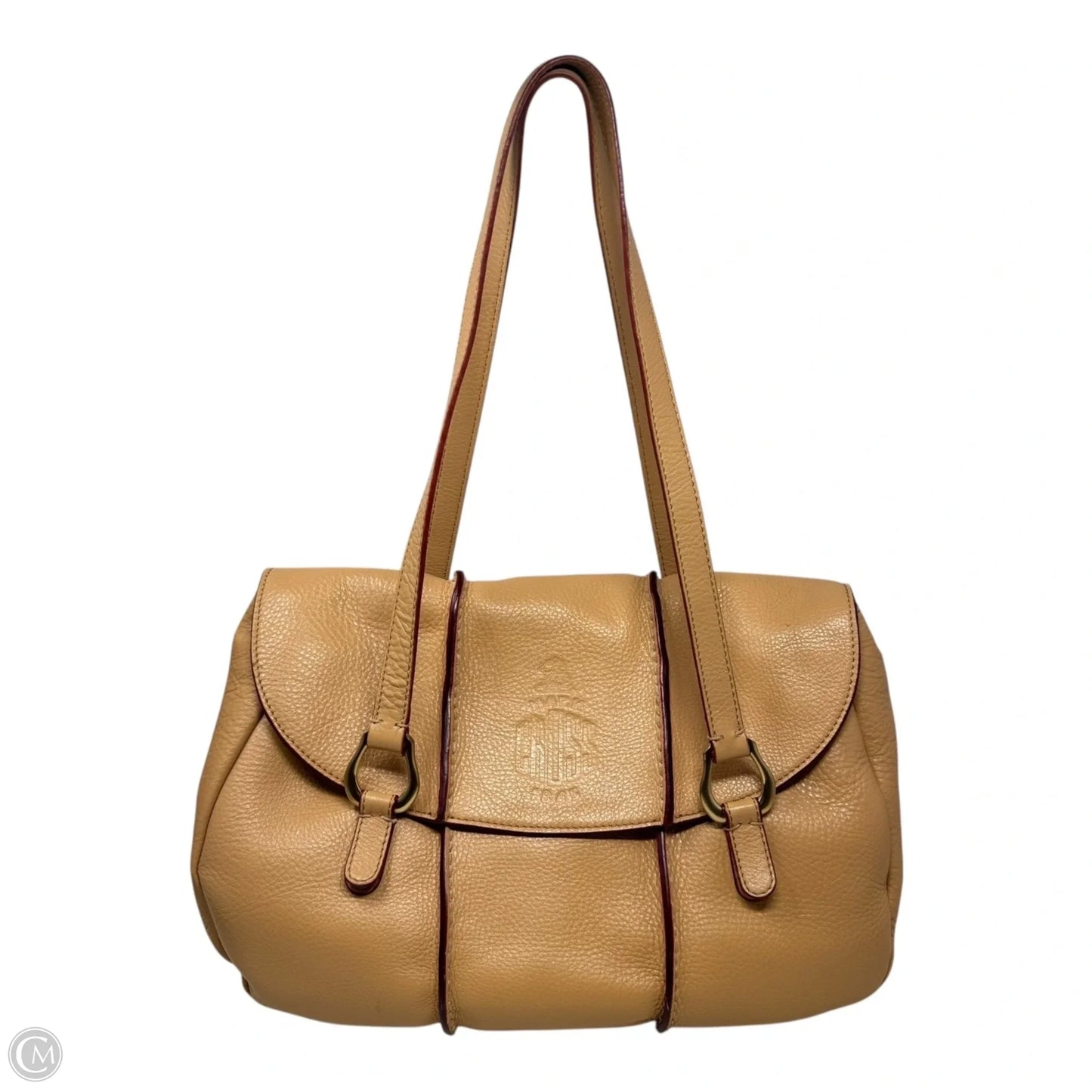 Vintage Leather Shoulder Handbag Designer By Mark Cross, Size: Large