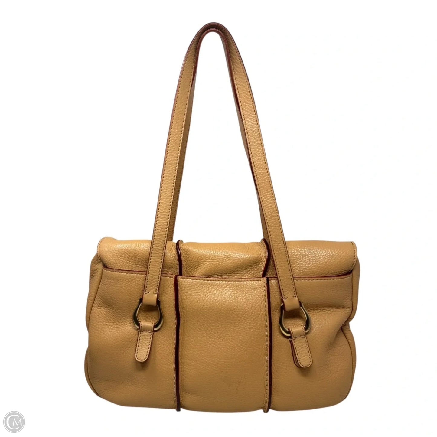 Vintage Leather Shoulder Handbag Designer By Mark Cross, Size: Large