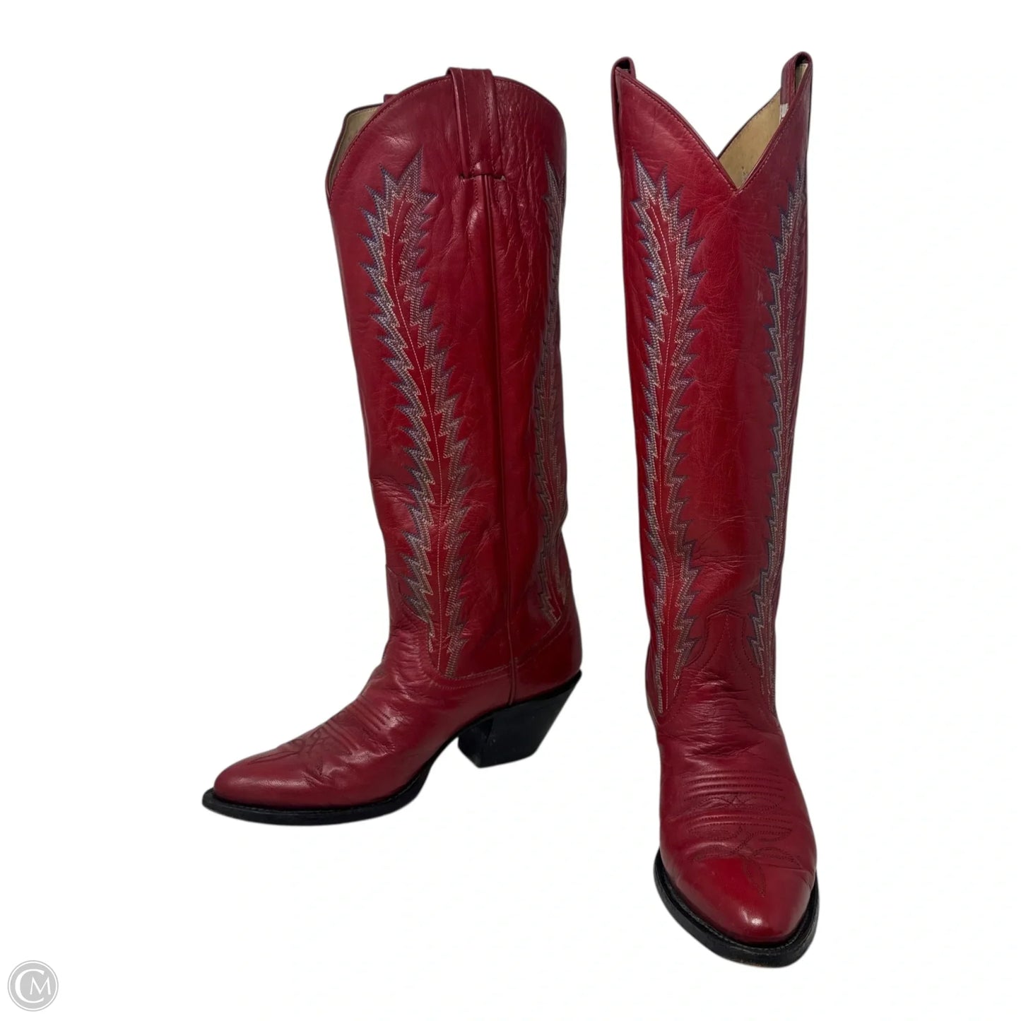 Vintage Embroidered Boots Western By Larry Mahan’s In Red, Size: 5