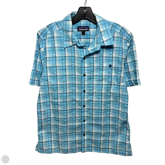 Top Short Sleeve By Patagonia In Plaid Pattern, Size: M