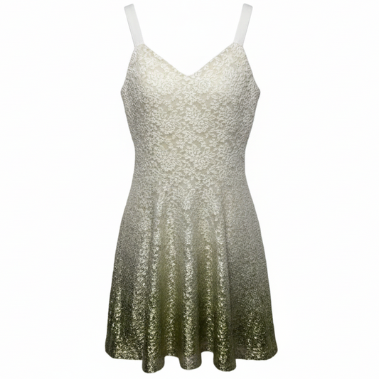 Reflected Moonlight Ombré Lace Foil Fit & Flare Mini Dress By Free People In Cream, Size: M