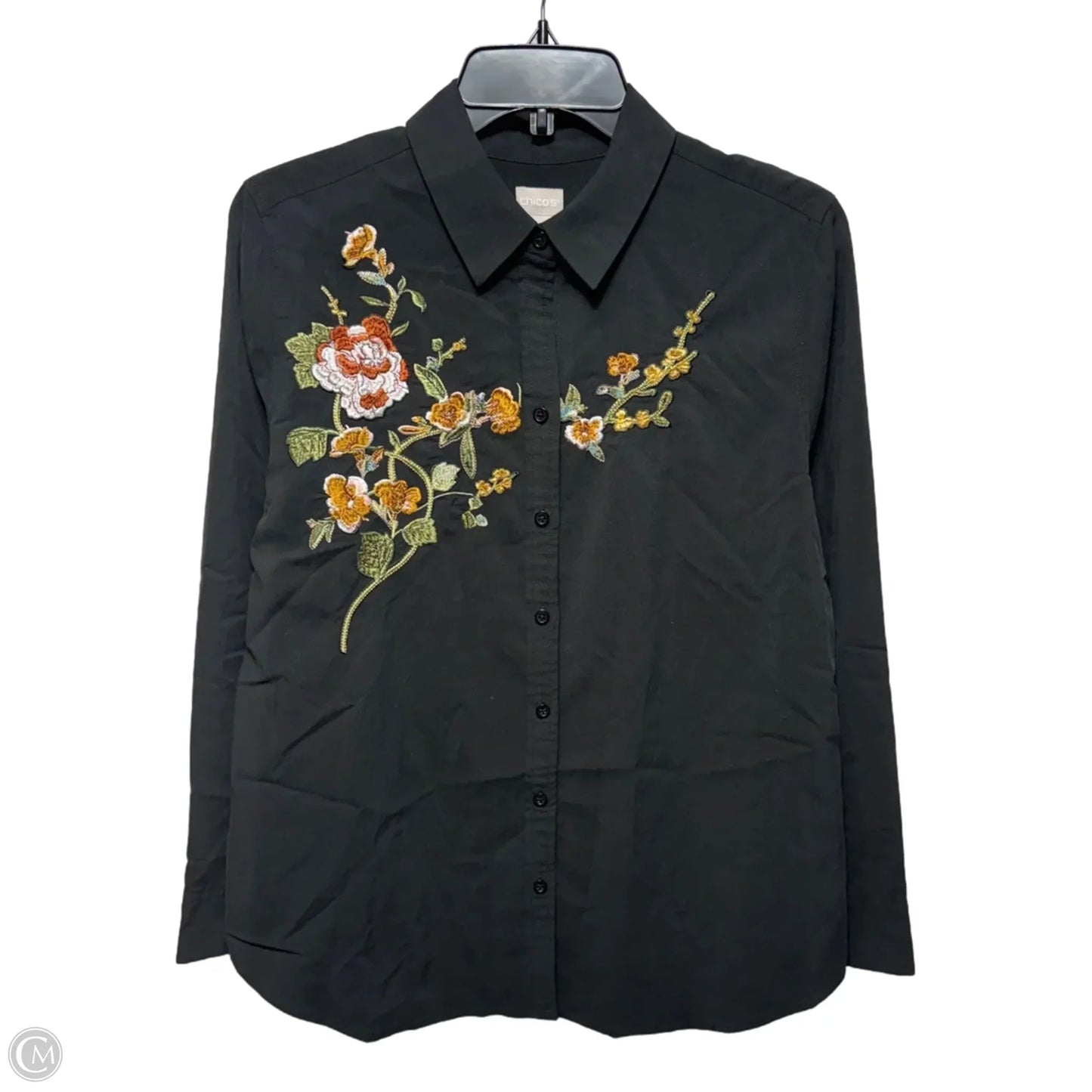 Top Long Sleeve By Chicos In Black, Size: M